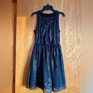 BCX Dark Blue Cheetah Print Dress | XS